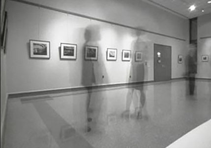 Pinhole photo of a solo show of Nancy Breslin's work at the Mezzanine Gallery, Wilmington, DE.
